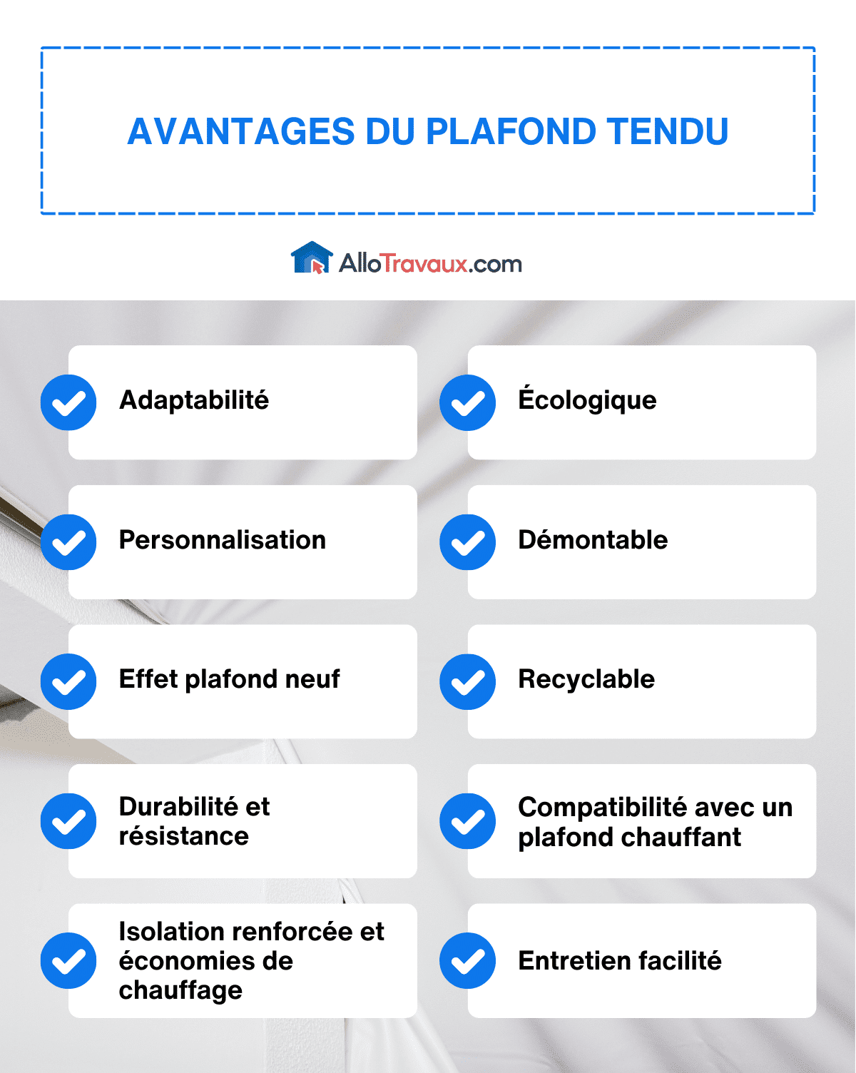 allotravaux avantages du plafond tendu