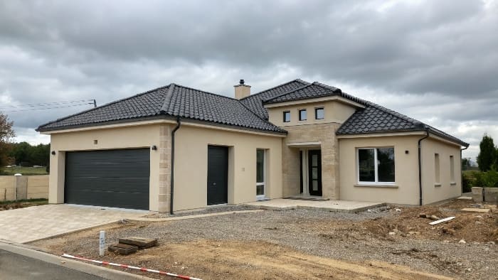 maison neuve enduit beige