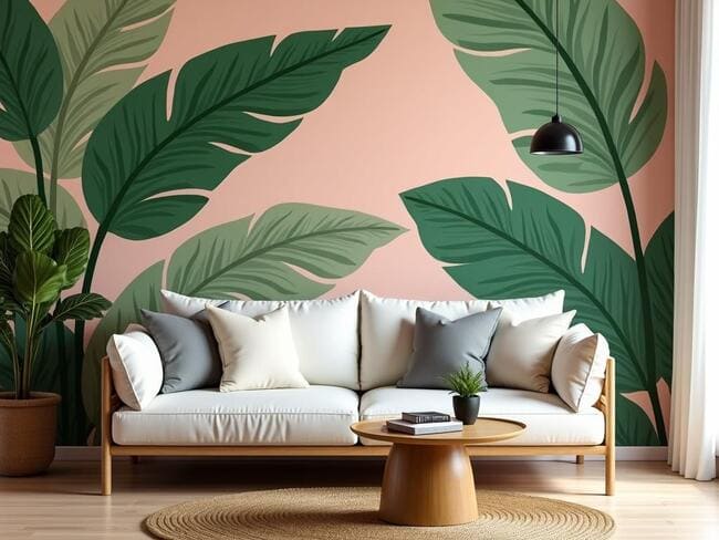papier peint plante salon