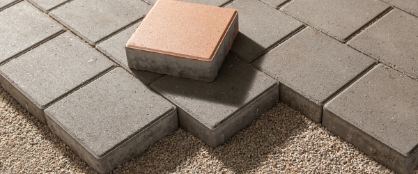 pedestrian path with paver bricks. Sidewalk pavement
