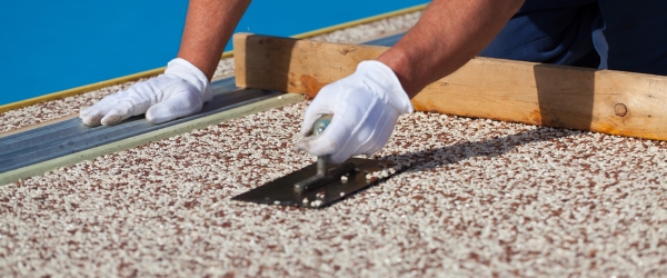 Laying the floor around the outdoor pool.