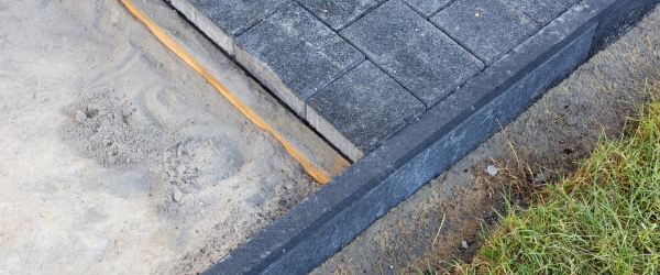 laying paving stones on the terrace
